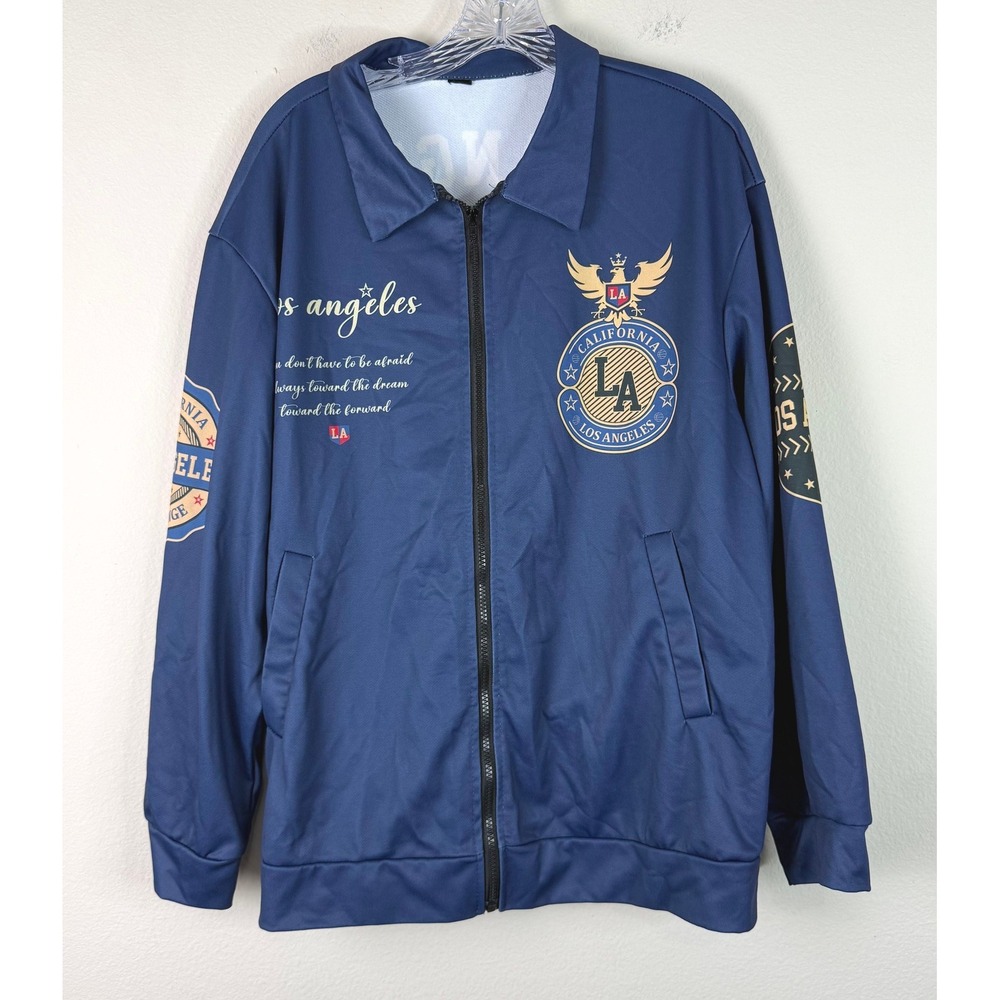 Unbranded Track Jacket Mens XL Los Angeles California Living The Dream Blue Zip